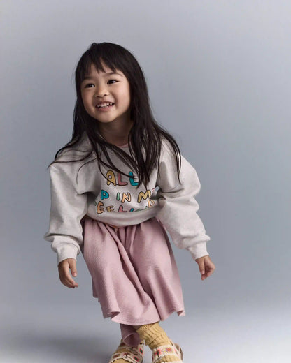 Toddler Girl 'In My Feelings' Wide-Arm Sweatshirt - Heathered Grey