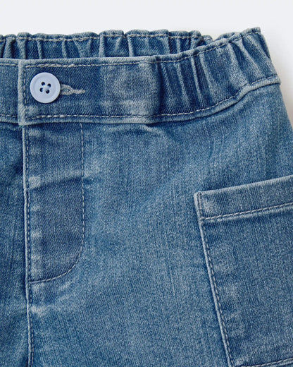 Toddler Girl Mom Shorts in Denim