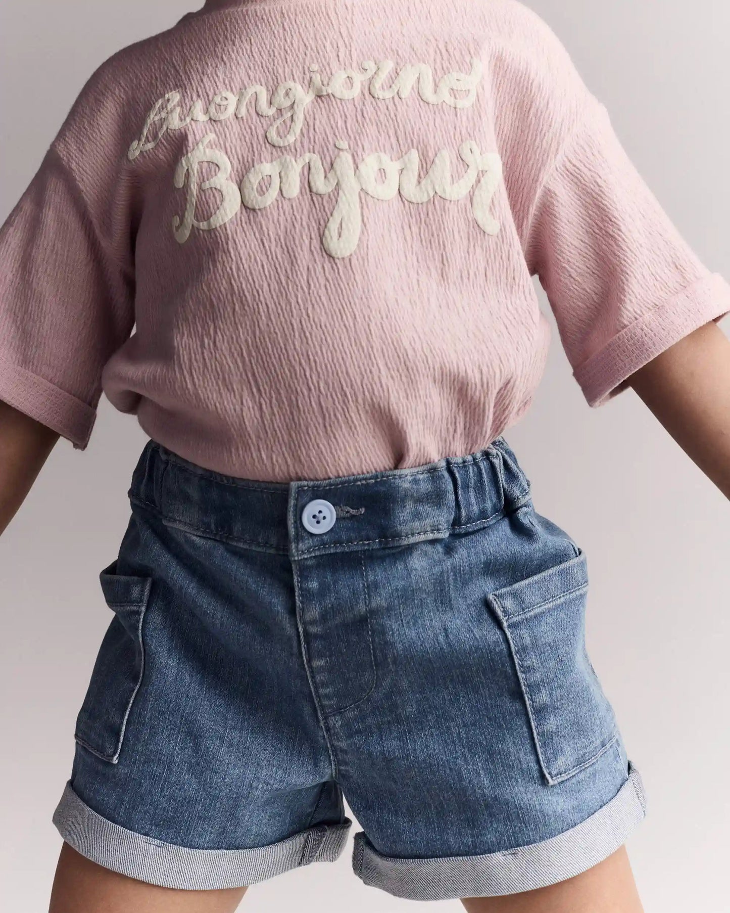 Toddler Girl Mom Shorts in Denim