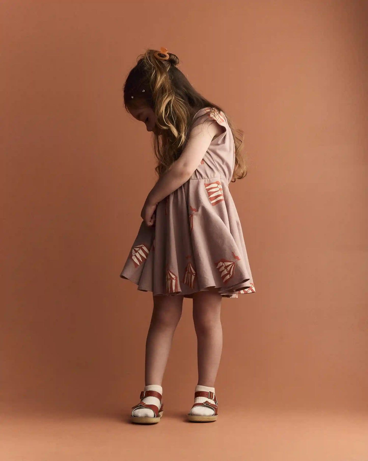 Toddler Girl Avenue Twirl™ Dress in Big Top Print - Mauve