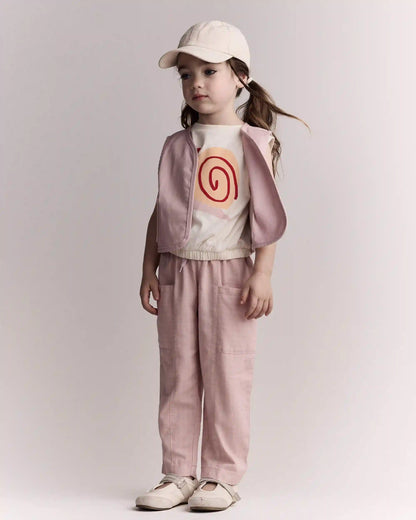 Toddler Girl Cropped Vest with Otter Pockets - Light Pink