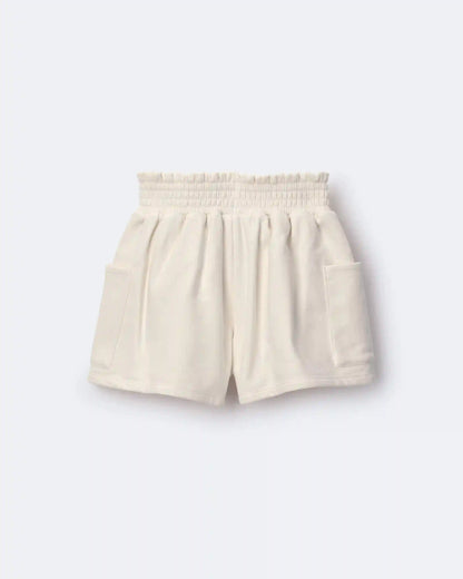 Toddler Girl Fleece Swing Shorts with Pockets - Cream