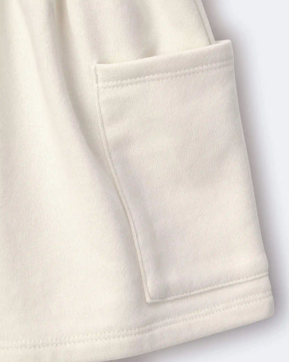 Toddler Girl Fleece Swing Shorts with Pockets - Cream