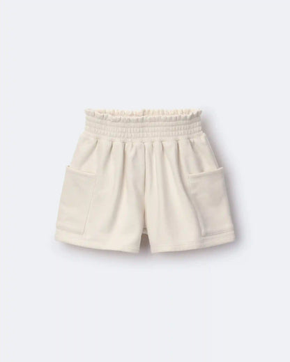 Toddler Girl Fleece Swing Shorts with Pockets - Cream