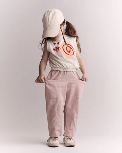 Toddler Girl Pocket Pant in Stripes - Light Pink