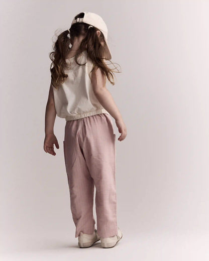 Toddler Girl Pocket Pant in Stripes - Light Pink