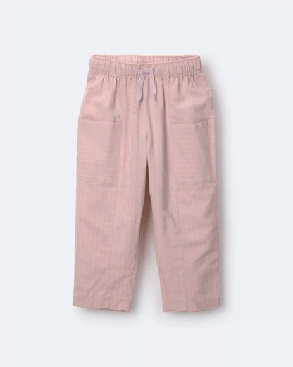 Toddler Girl Pocket Pant in Stripes - Light Pink