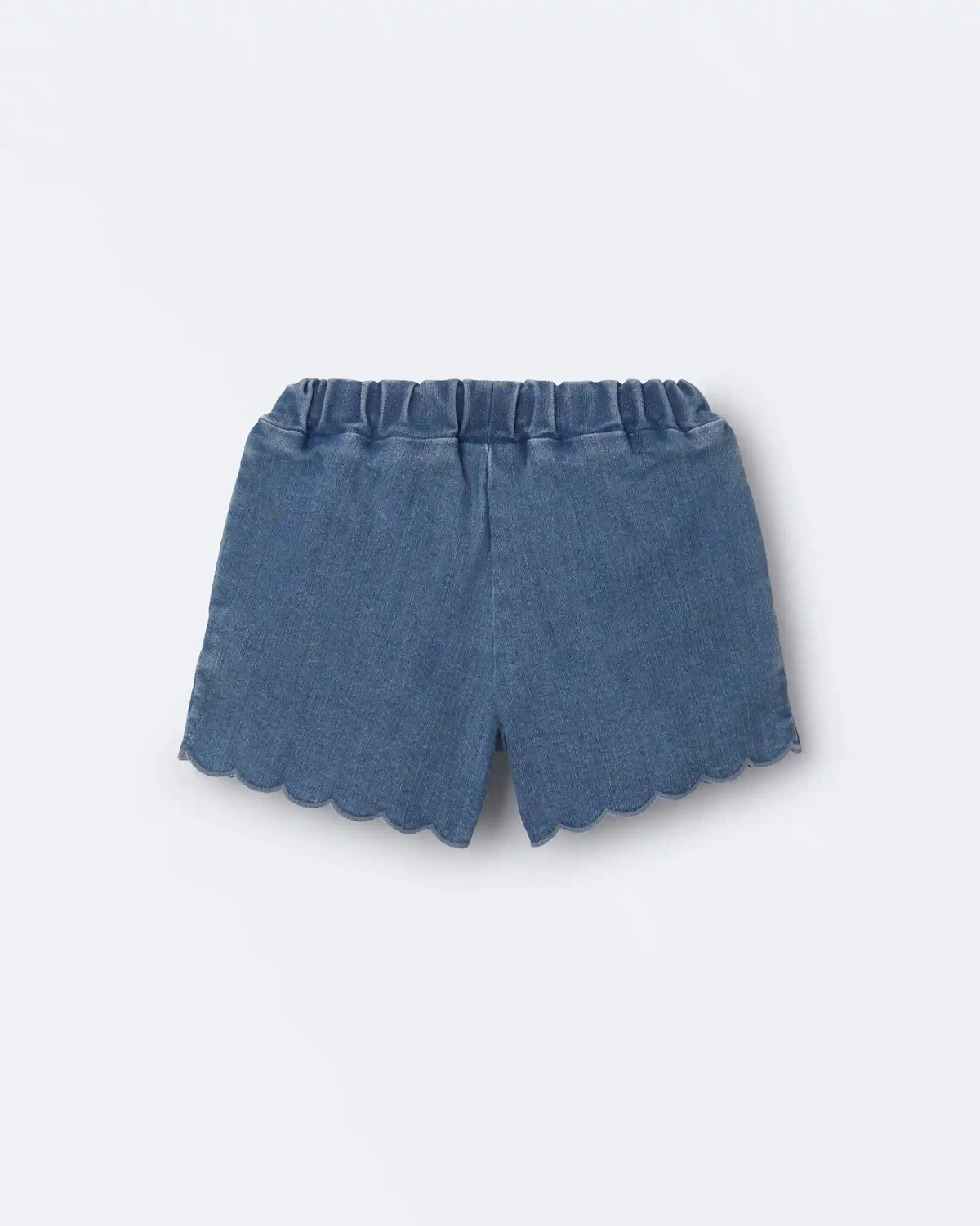 Toddler Girl Scalloped Shorts in Denim
