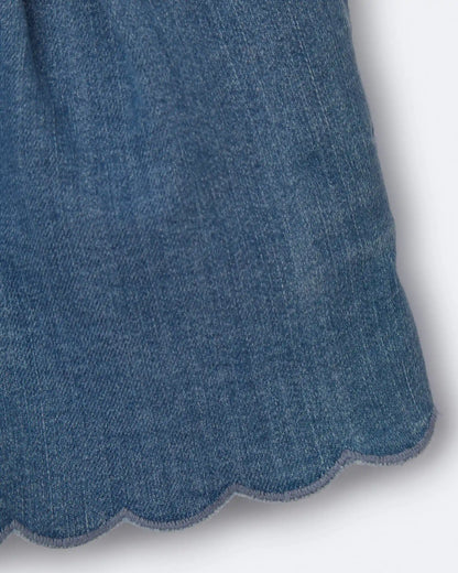 Toddler Girl Scalloped Shorts in Denim