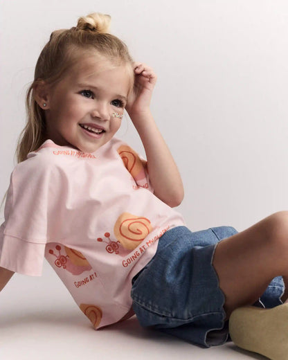 Toddler Girl Scalloped Shorts in Denim