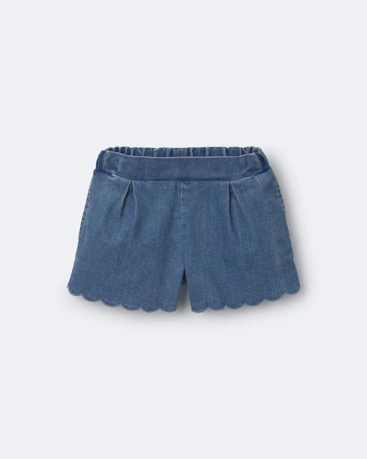 Toddler Girl Scalloped Shorts in Denim