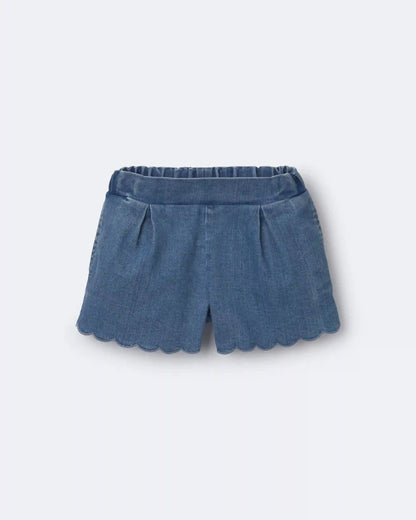 Toddler Girl Scalloped Shorts in Denim