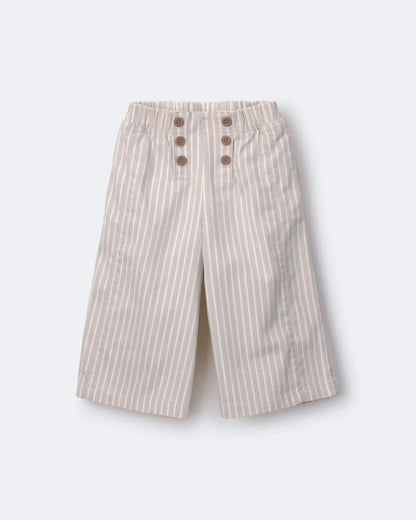 Toddler Girl Sailor Pant in Stripes - Cream/Grey