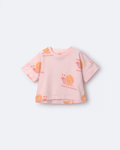 Toddler Girl 'My Own Pace' Snail High-Low Dolman Tee - Light Pink
