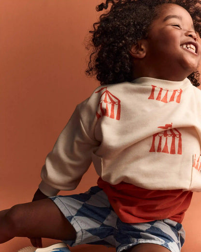 Toddler Otter Sweatshirt™ with Pockets in Big Top Print - Cream
