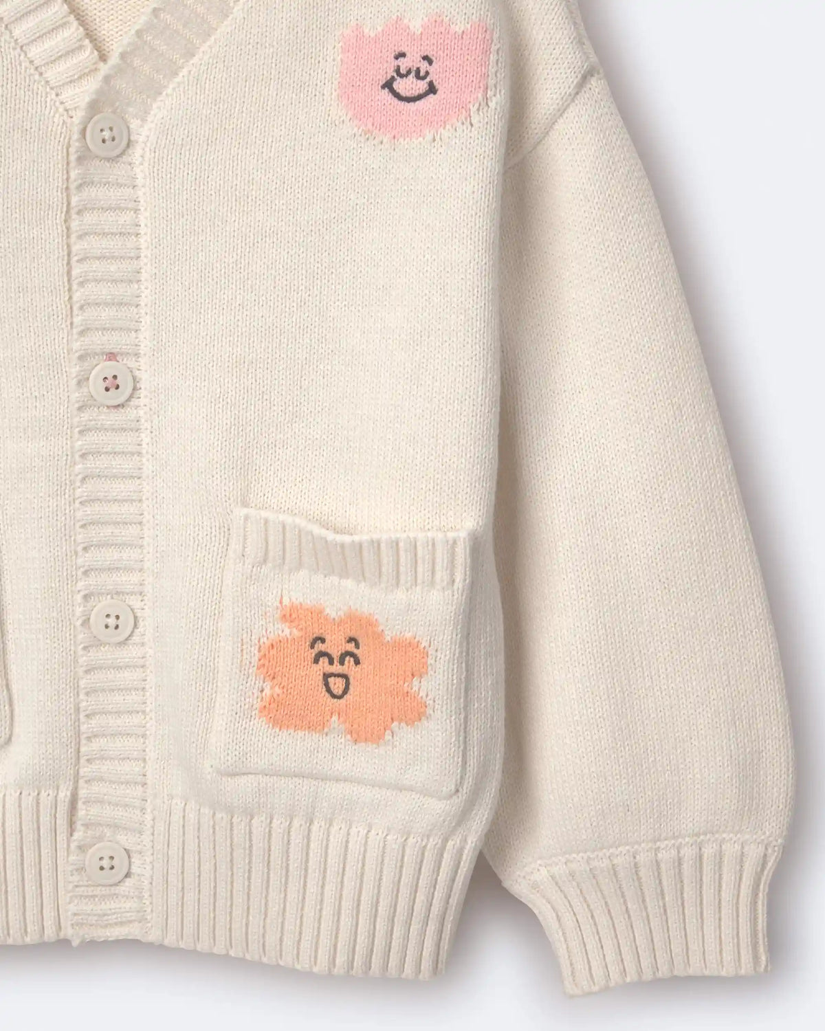 Toddler Cardigan with Avenue Pockets in Character Print- Cream