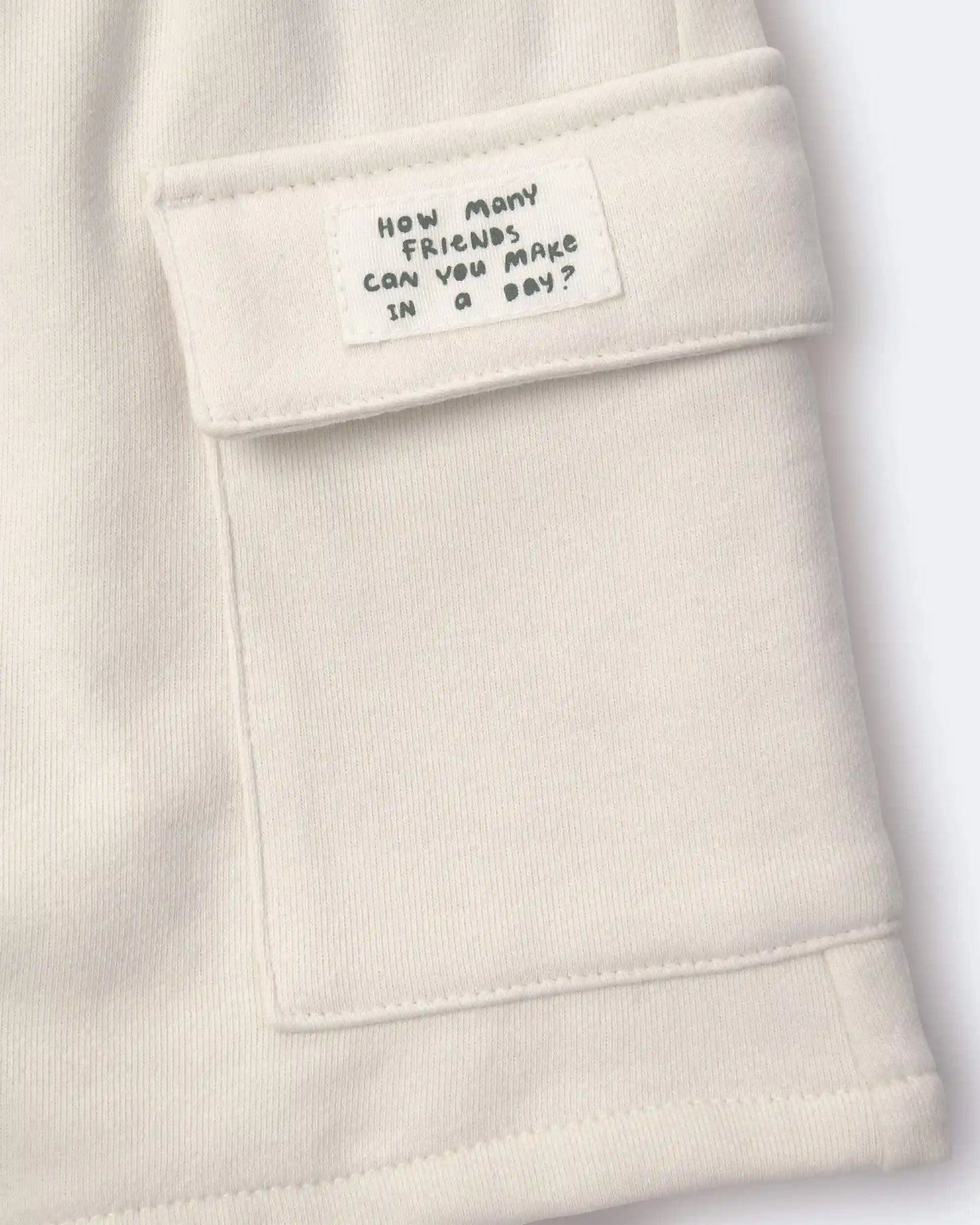 Toddler Boy French Terry Cargo Short with Pockets - Cream