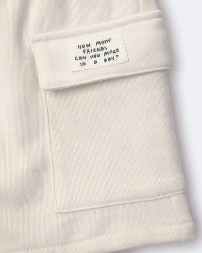 Toddler Boy French Terry Cargo Short with Pockets - Cream