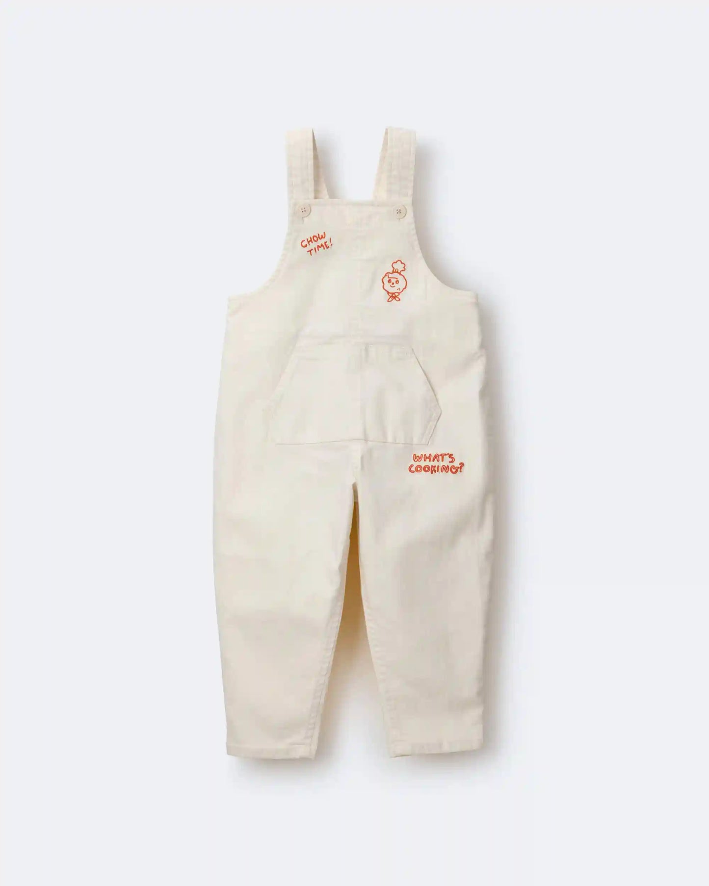 Toddler 'What's Cooking' Overall with Kanga Pocket - Cream