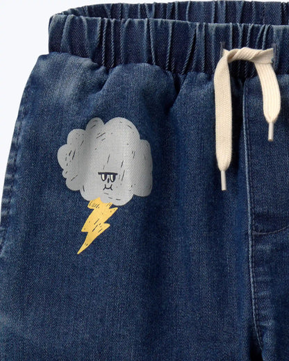 Toddler 'Splish, Splash' Jogger Pant in Denim - Blue