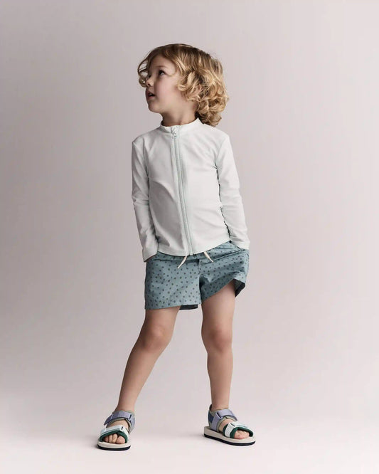 Toddler Boy Swim Trunk in Dot Print - Pale Blue