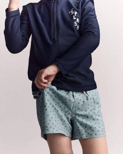 Toddler Boy Swim Trunk in Dot Print - Pale Blue
