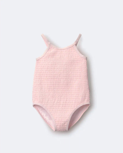 Toddler Girl Smocked One-Piece Swimsuit - Light Pink