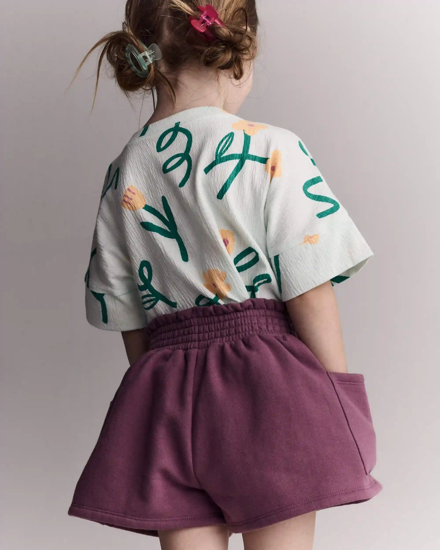 Toddler Girl Fleece Swing Shorts with Pockets - Burgundy