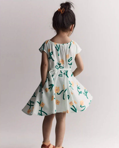 Toddler Girl Avenue Twirl™ Dress in Floral Print - Light Green