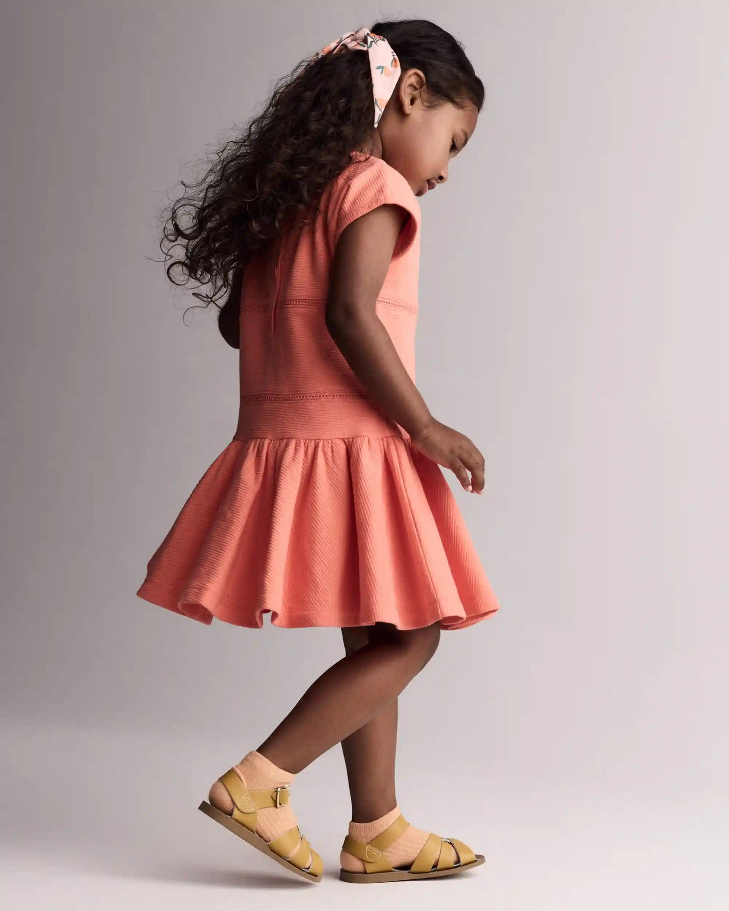 Toddler Girl Drop Waist Short-Sleeve Dress - Orange
