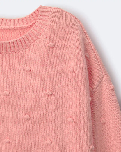 Toddler Girl Popcorn Sweater - Coral