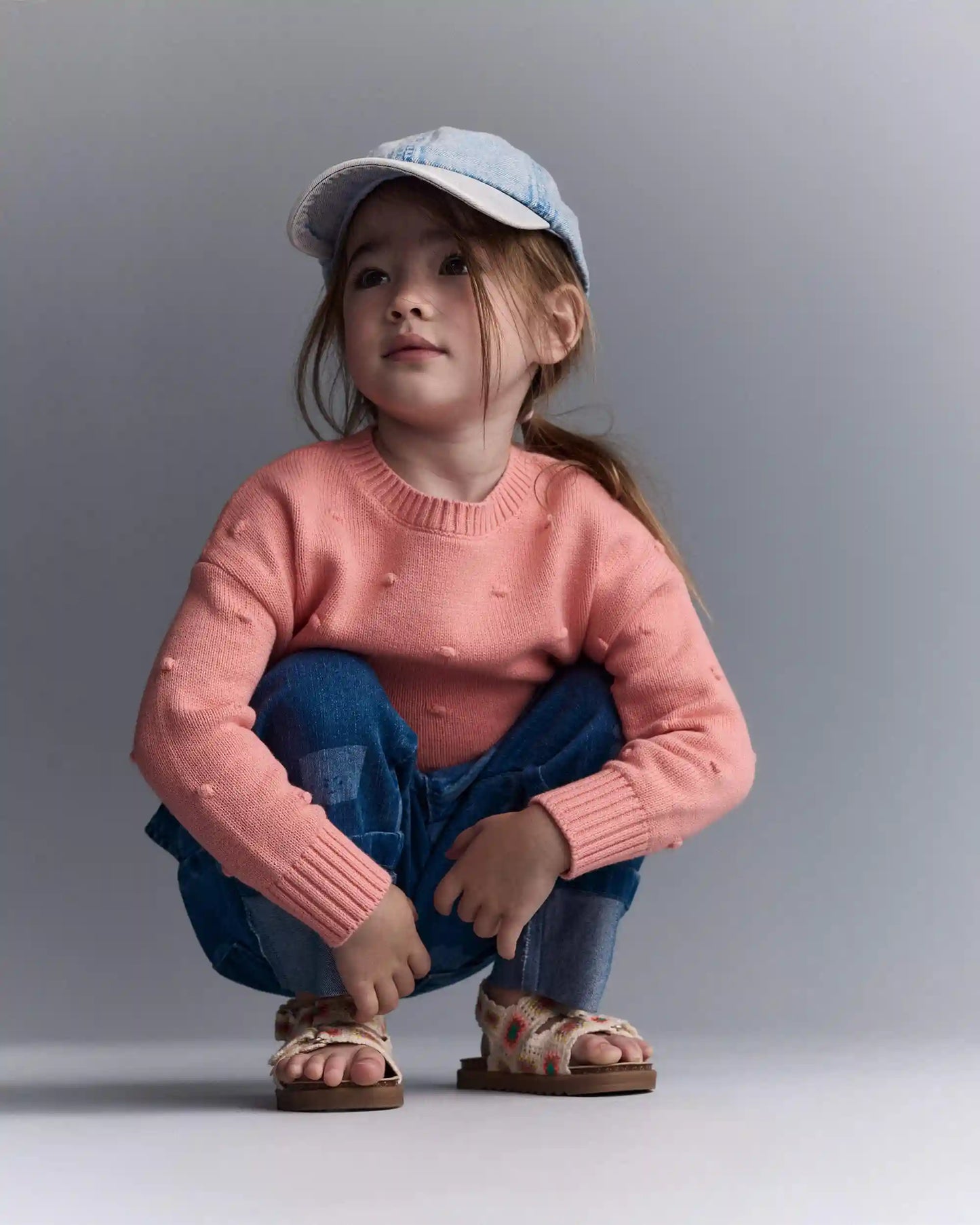 Toddler Girl Popcorn Sweater - Coral