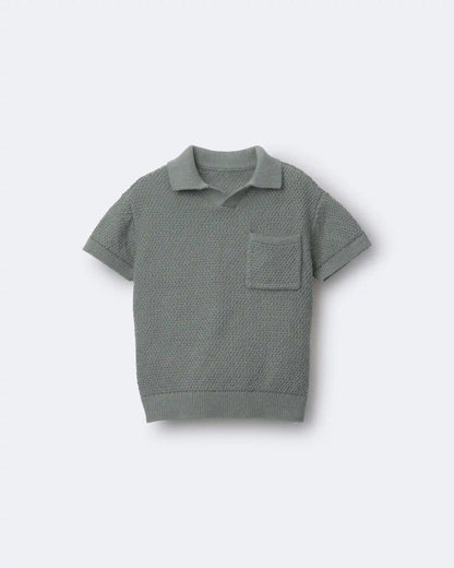 Toddler Boy Knit Polo with Pocket - Olive