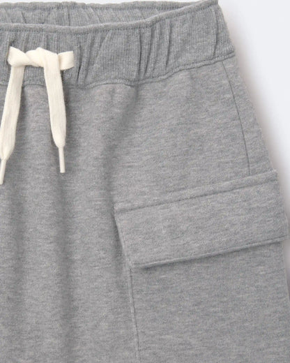 Toddler Boy French Terry Cargo Shorts with Pockets - Grey