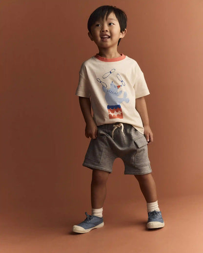 Toddler Boy French Terry Cargo Shorts with Pockets - Grey