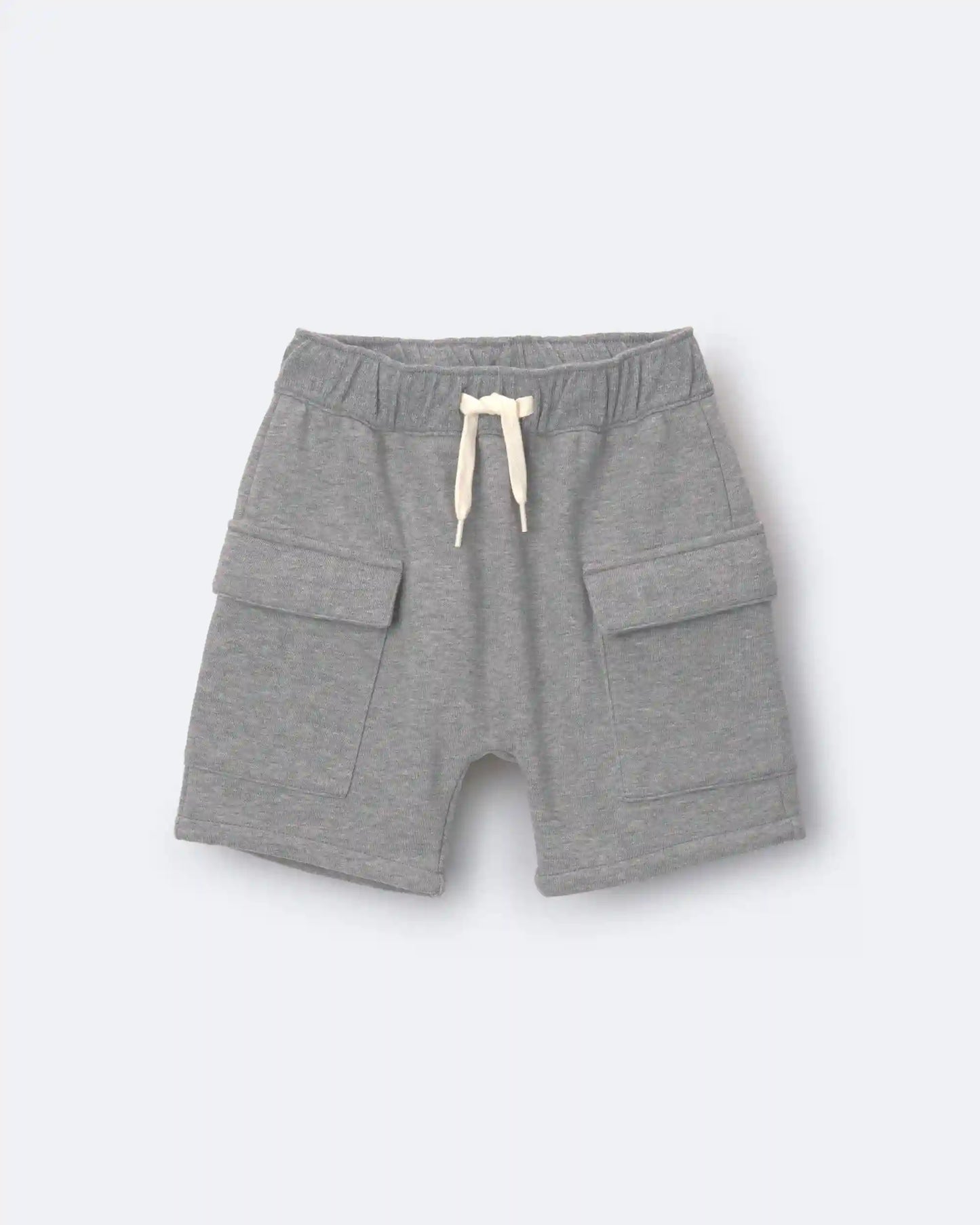 Toddler Boy French Terry Cargo Shorts with Pockets - Grey