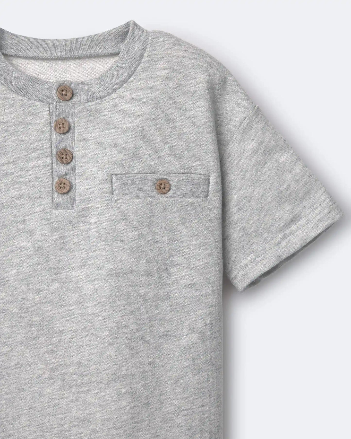 Toddler Boy Button-Front Tee - Grey