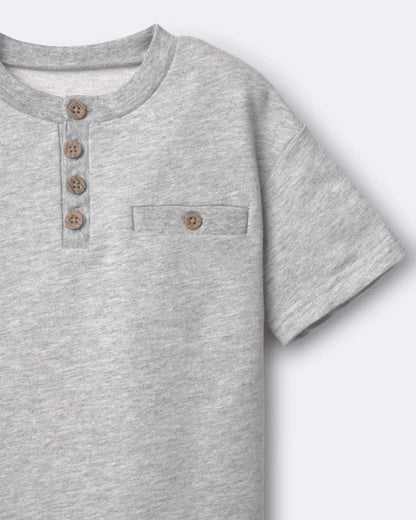 Toddler Boy Button-Front Tee - Grey