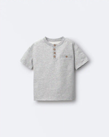 Toddler Boy Button-Front Tee - Grey