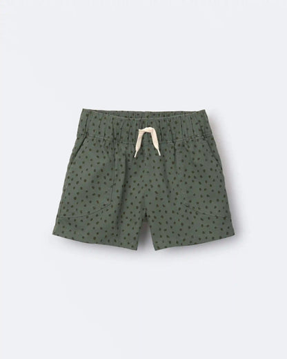 Toddler Standard Shorts with Pockets in Dot Print- Olive