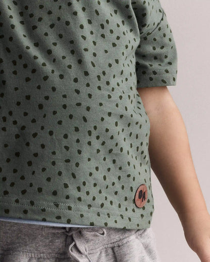 Toddler Relaxed Tee in Dot Print - Olive