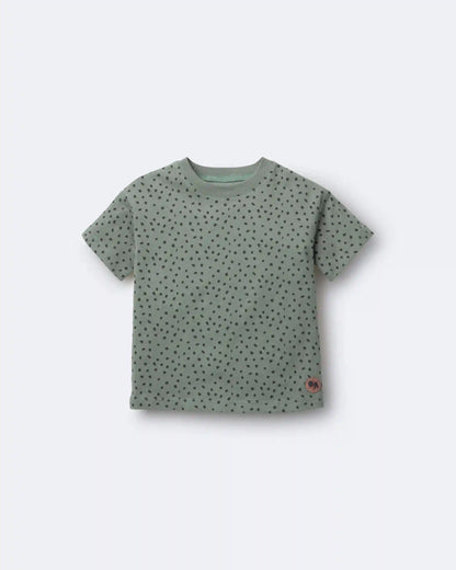 Toddler Relaxed Tee in Dot Print - Olive