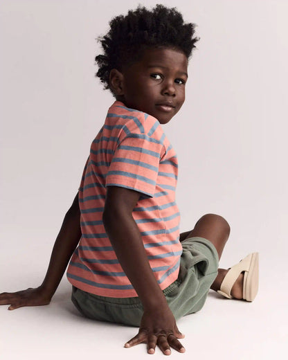 Toddler Boy Relaxed Tee in Stripes - Orange/Blue