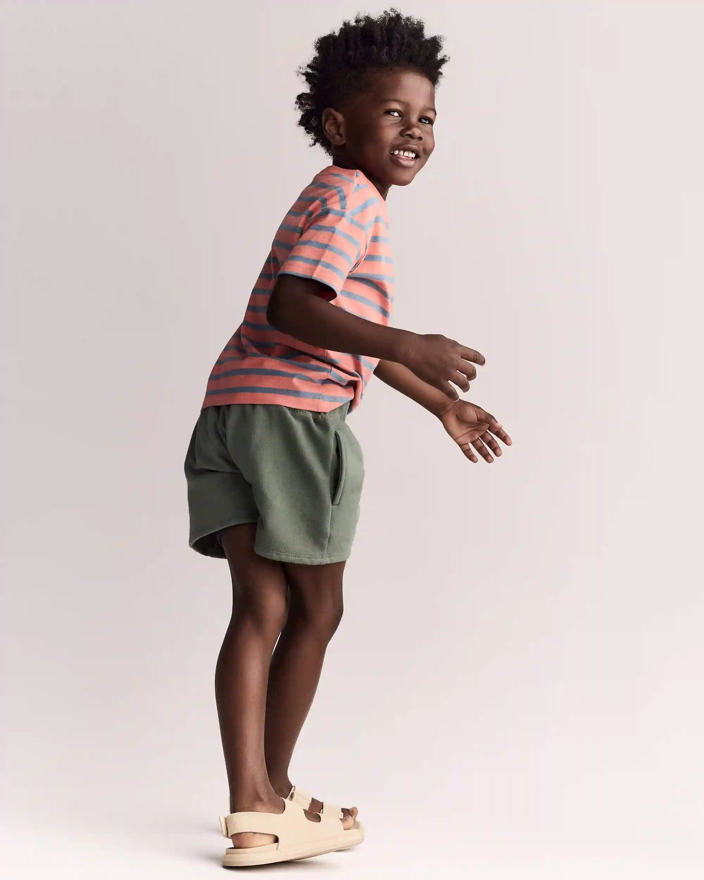Toddler Boy Relaxed Tee in Stripes - Orange/Blue