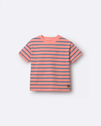 Toddler Boy Relaxed Tee in Stripes - Orange/Blue