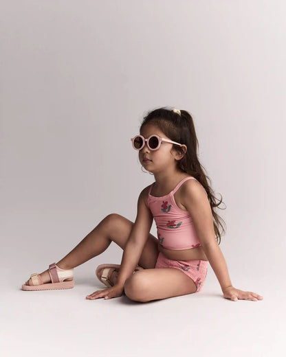 Toddler Girl Smocked Tankini in Floral Print - Pink