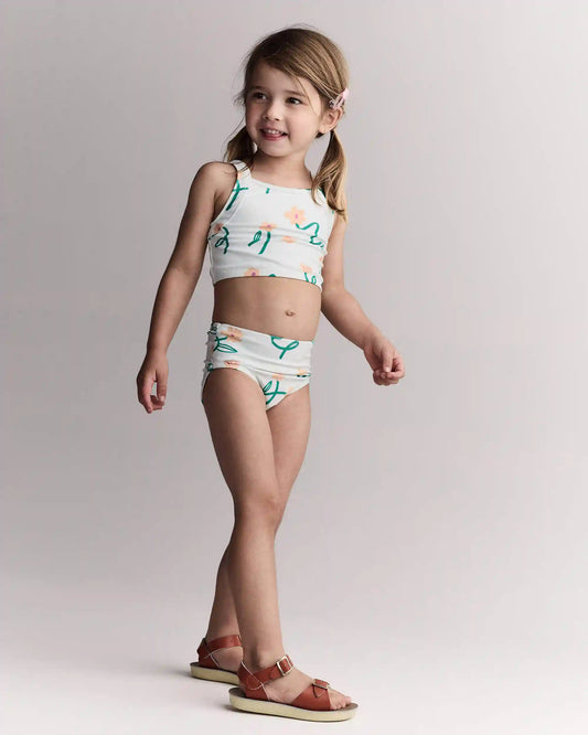 Toddler Girl Tankini in Floral Print - Light Green