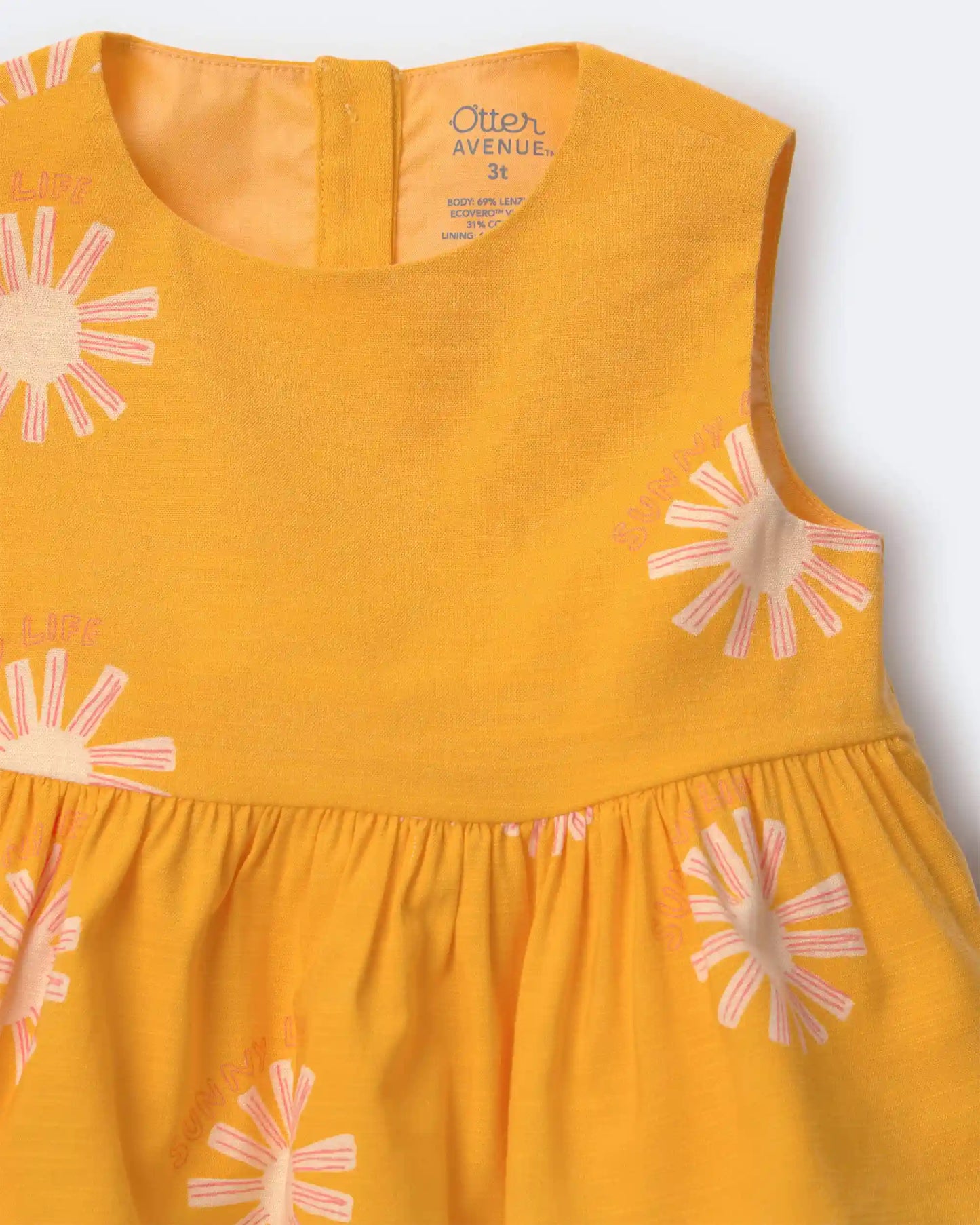 Toddler Girl Peplum Top in Sunny Life Print - Golden Yellow