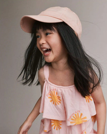 Toddler Girl Off Shoulder Flowy Top in Sunny Life Print - Light Pink