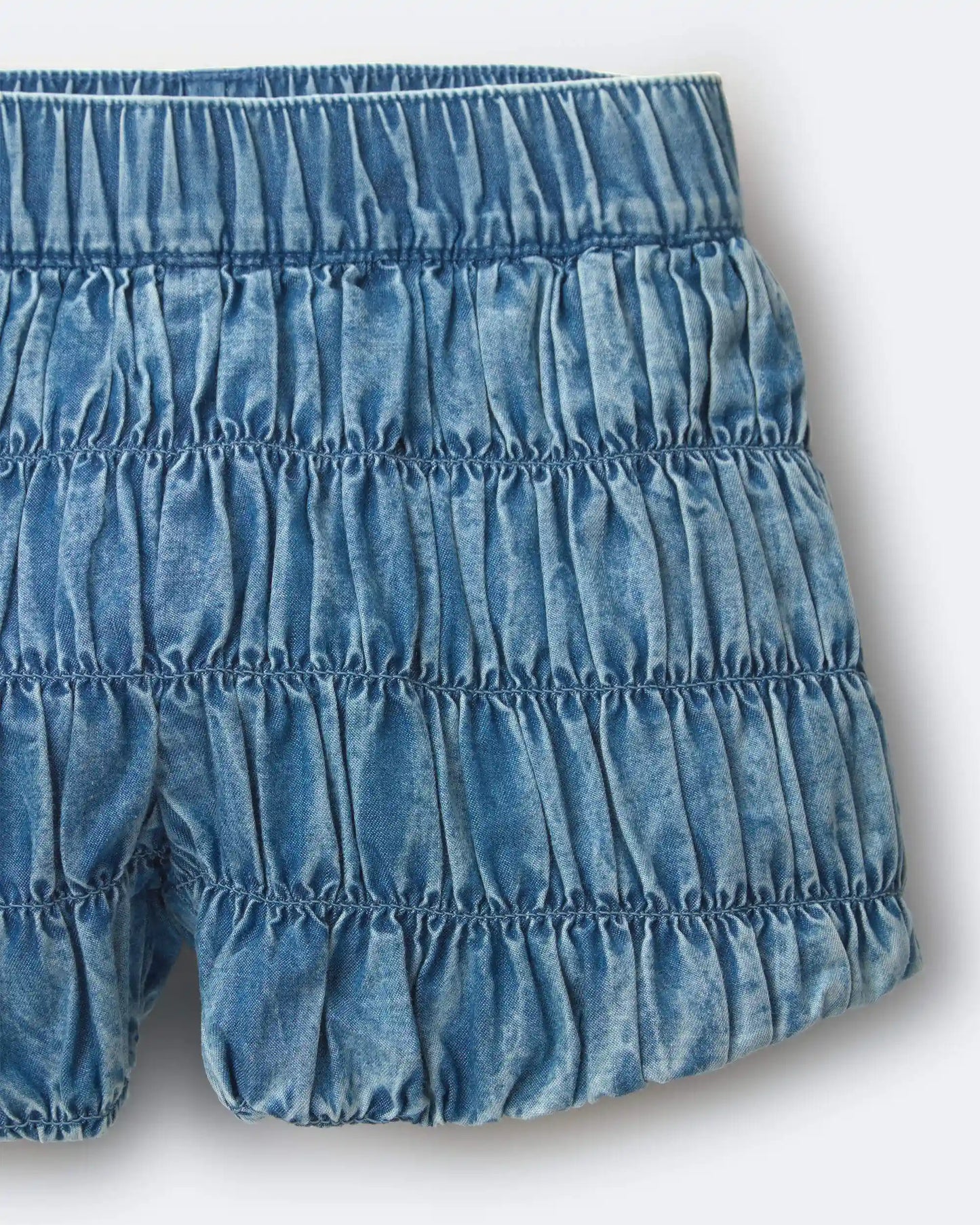 Toddler Girl Ruched Shorts in Chambray